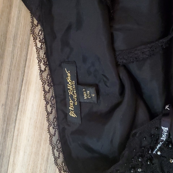 Vintage Betsey Johnson Beaded Tulle mermaid hem black dress 4 - Picture 9 of 9